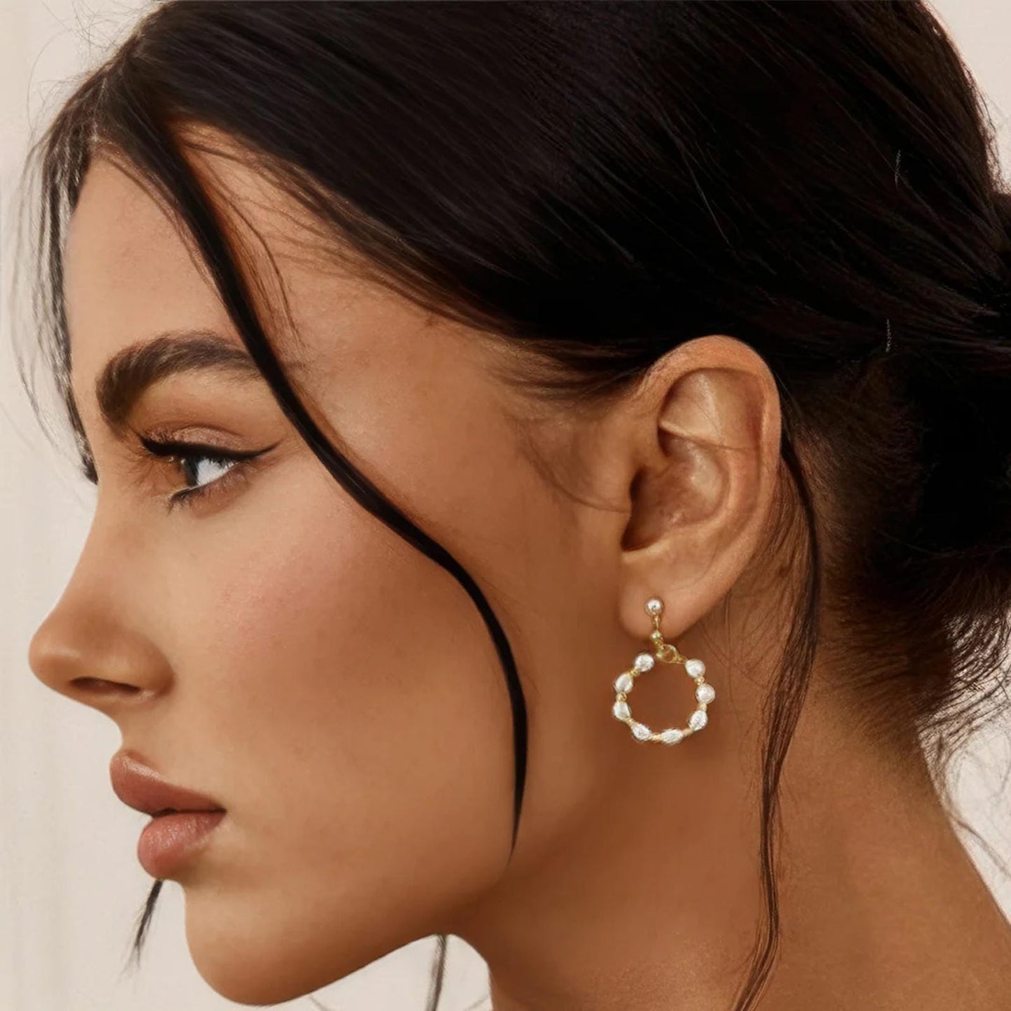 Gold beaded with Pearl earrings - Blisseallure.in