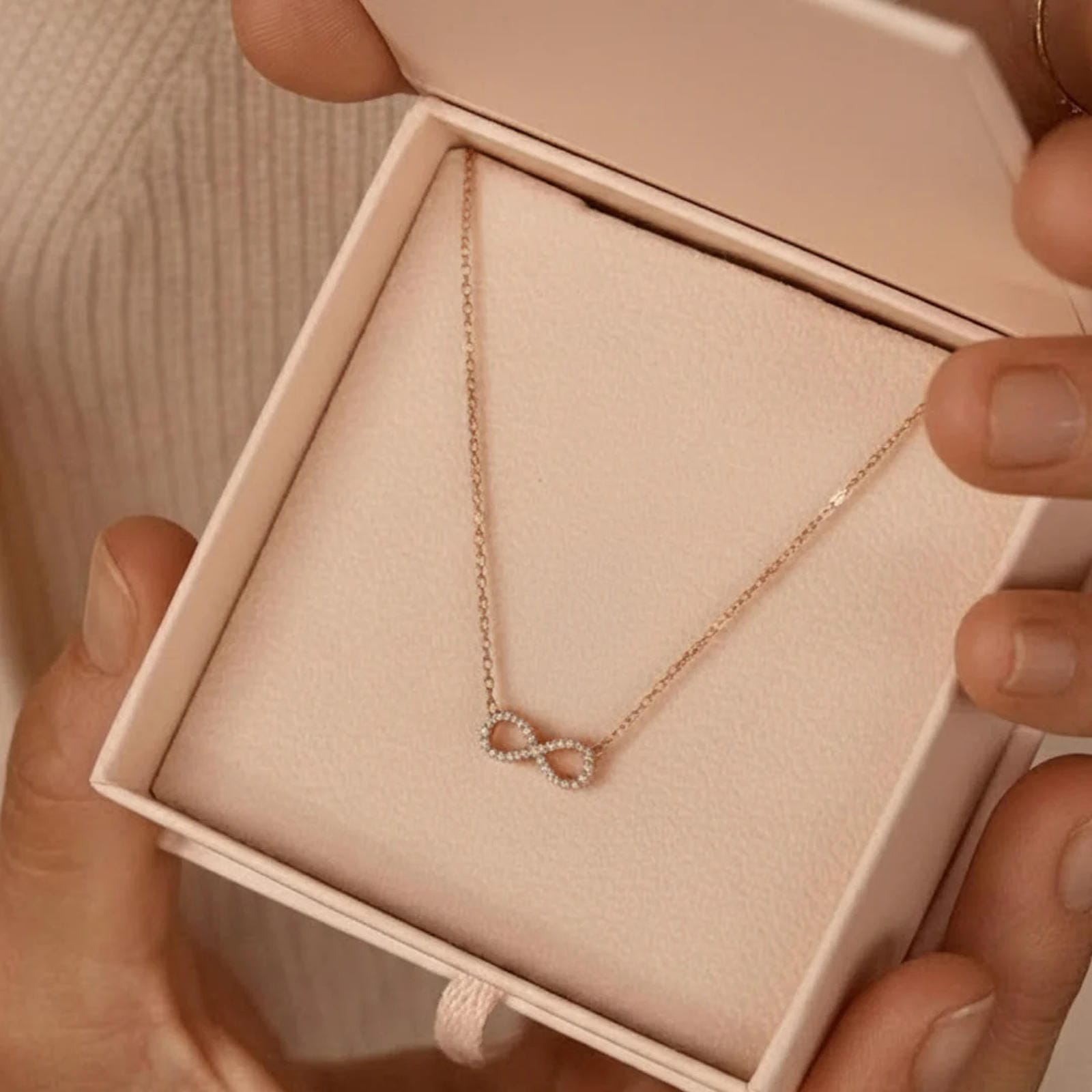 Gold Infinity Necklace with Cubic Zirconia - Blisseallure.in