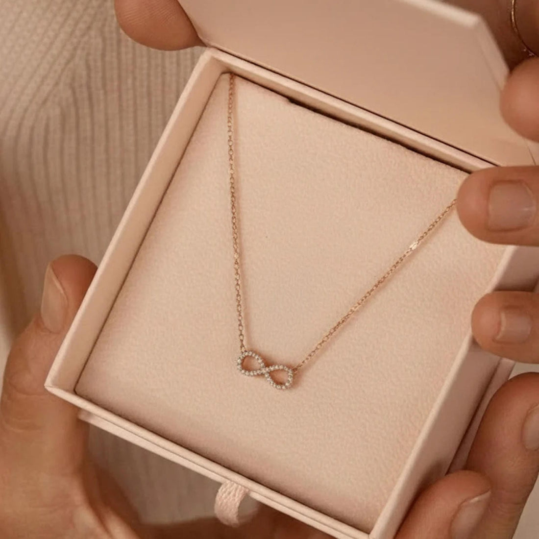 Gold Infinity Necklace with Cubic Zirconia - Blisseallure.in