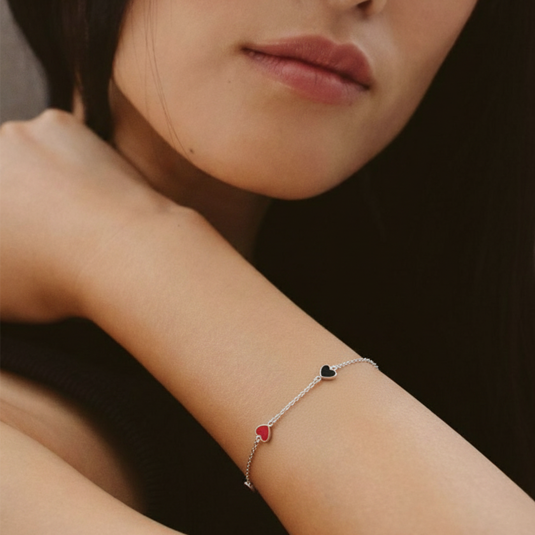 Blisse Allure Sterling Silver 925 enamelled Delicate Heart Bracelet