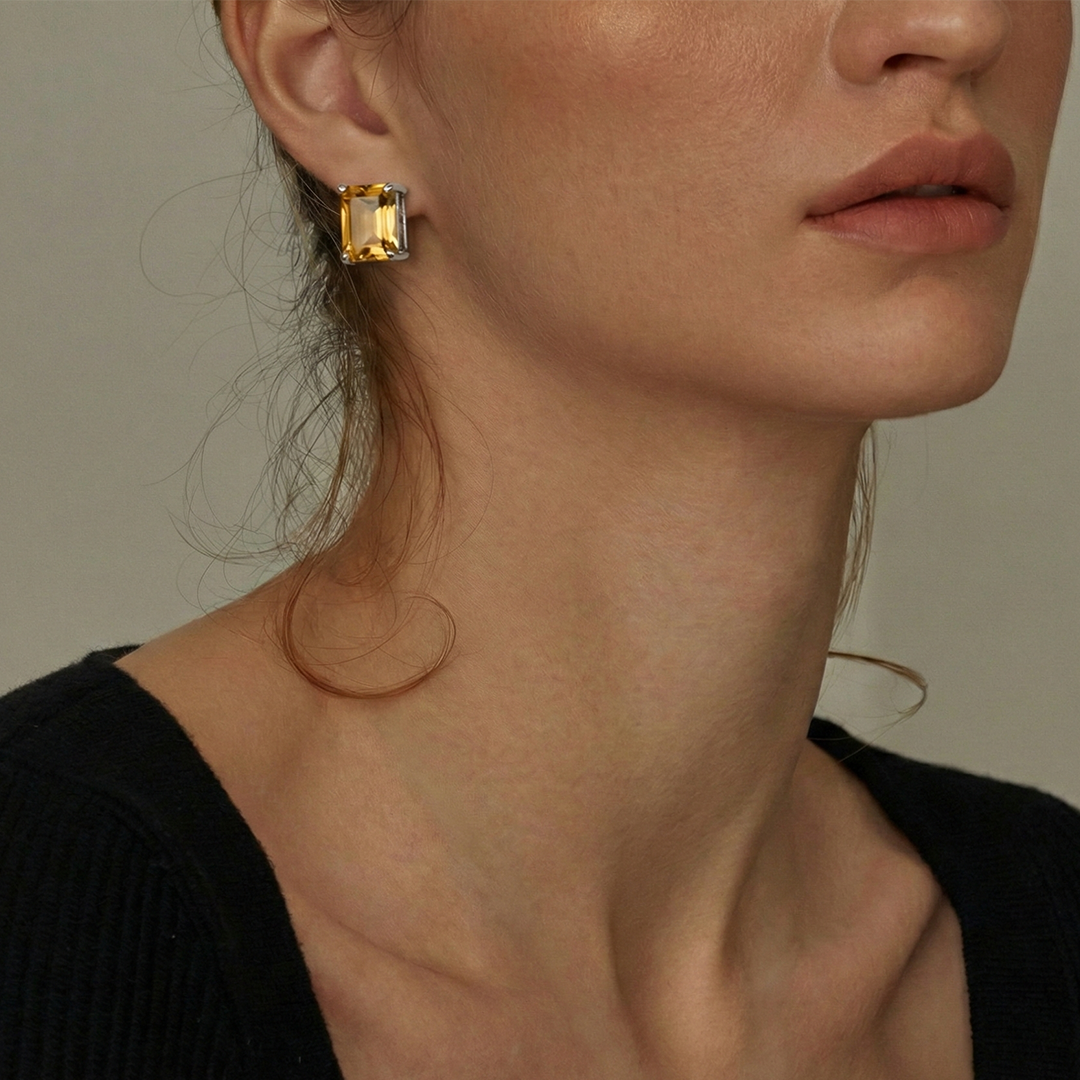 Blisse Allure 925 Sterling Silver Citrine Stud Earrings