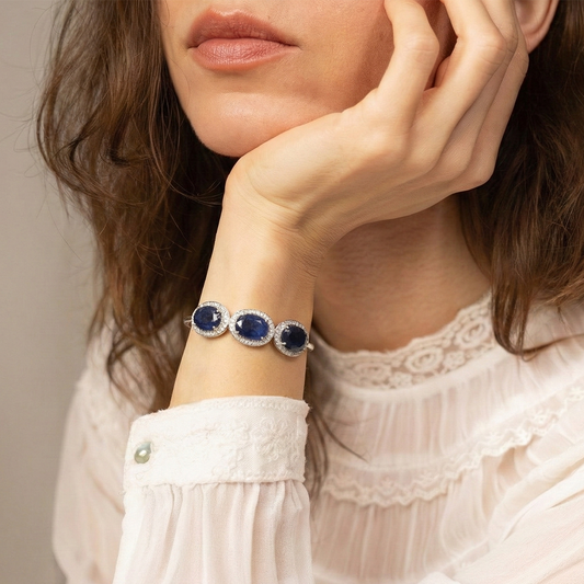 Blisse Allure Blue Sapphire Bracelet with white cubic zirconia