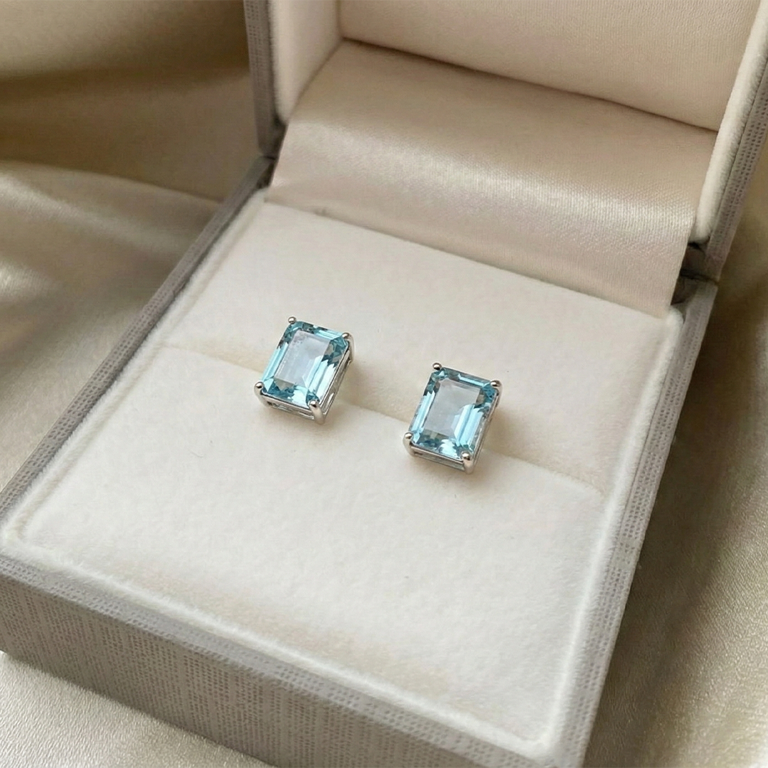 Blisse Allure 925 Sterling Silver Sky Blue Topaz Stud Earrings