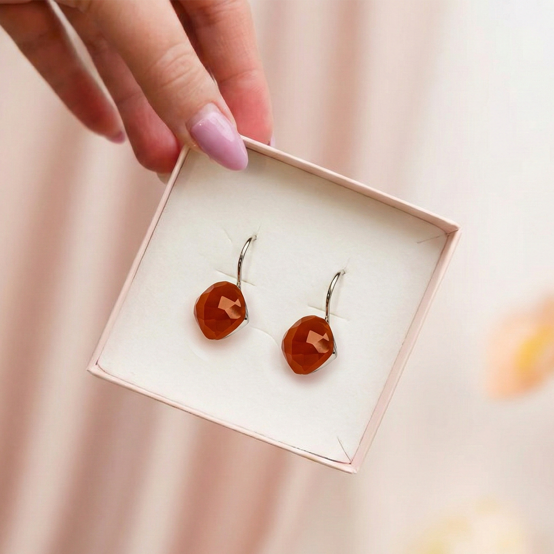 Blisse Allure Carnelian Stone Drop Sterling Silver Earring