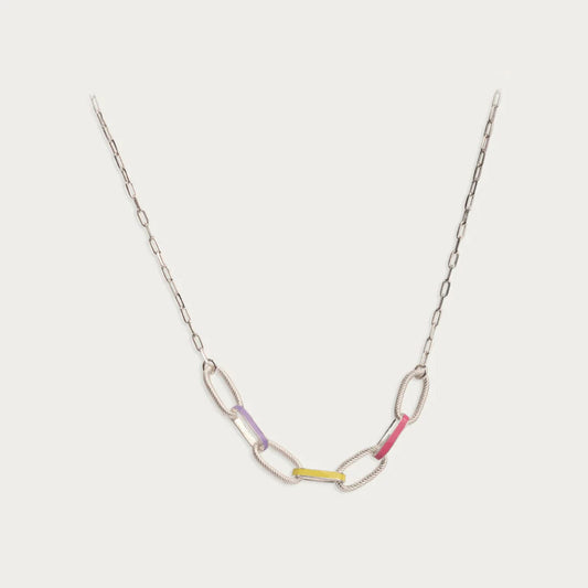 Silver Enamelled Link Necklace - Blisseallure.in