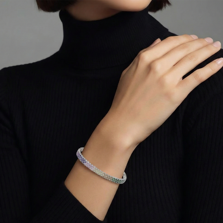 Blisse Allure Sterling Waffle Designed Rectangle shaped Bangle