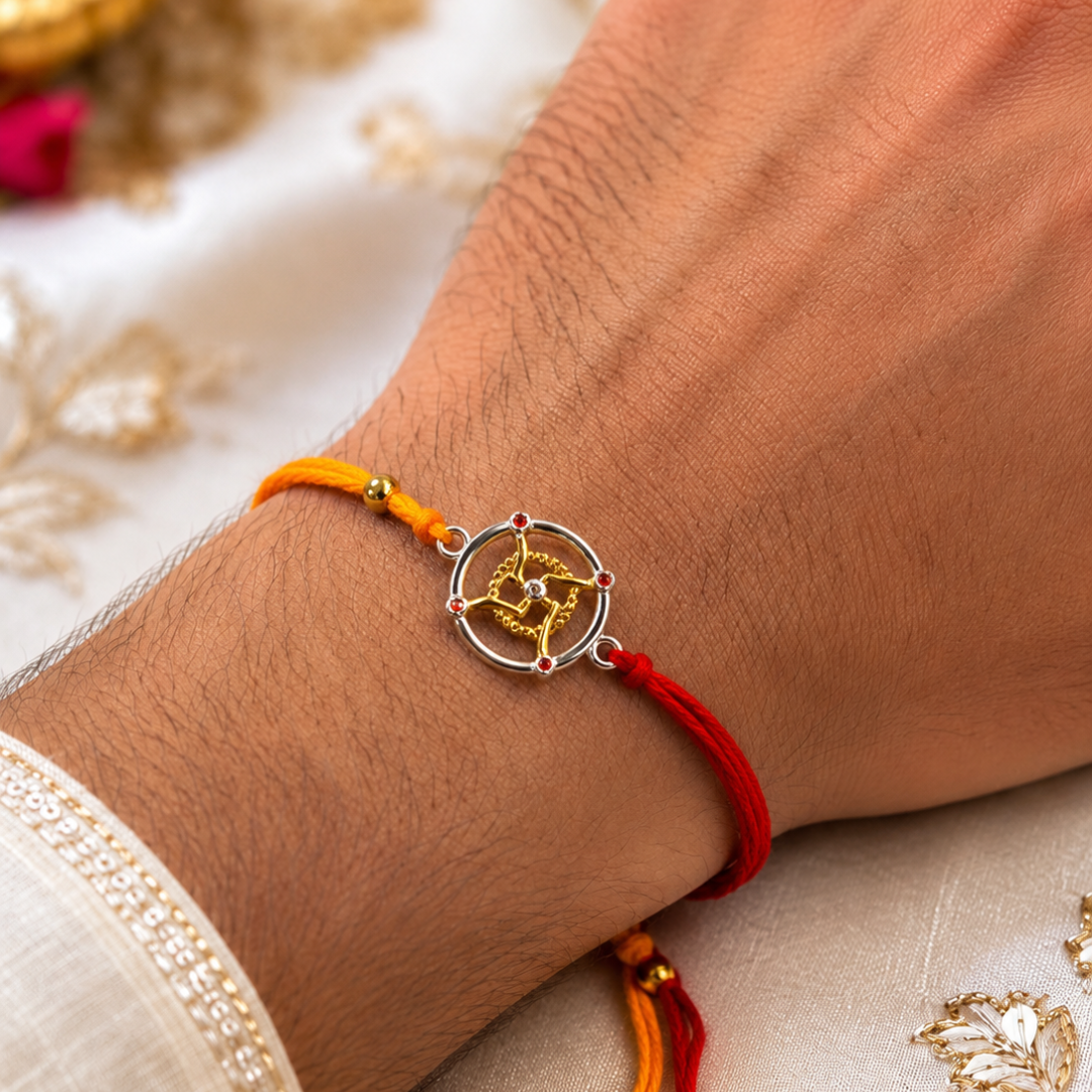 Blisse Allure Sterling Silver SWASTIK RAKHI for brother
