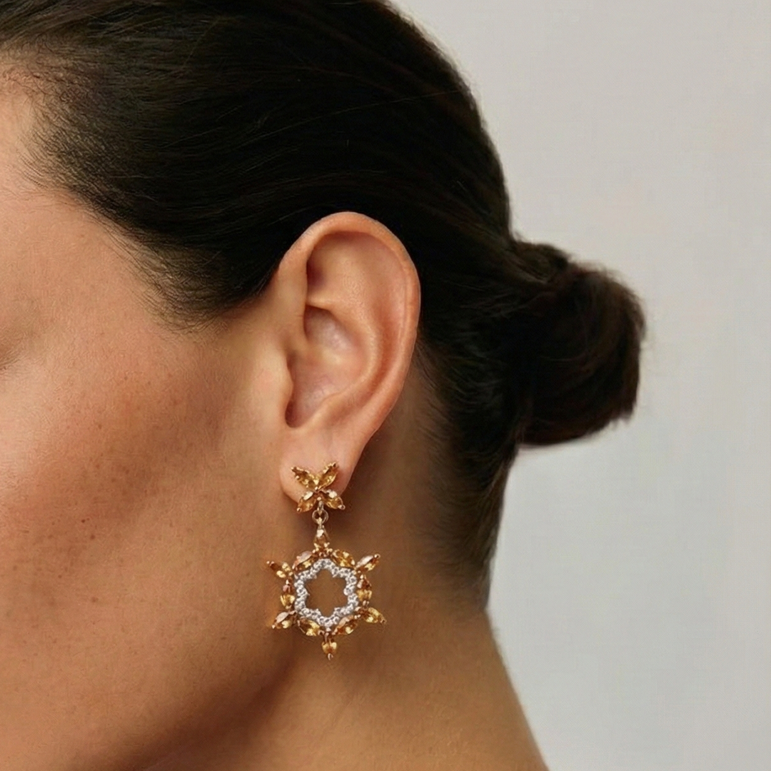 White cubic zirconia silver earrings