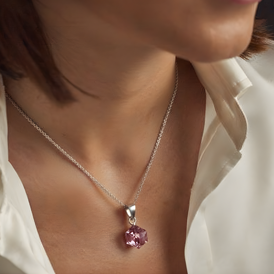 Beautiful crystal pendent Necklace - Pink