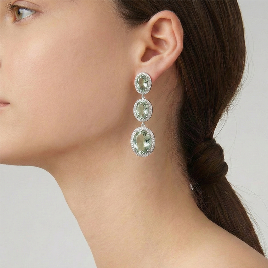 Elegant and Shimmering CZ Oval drop earrings