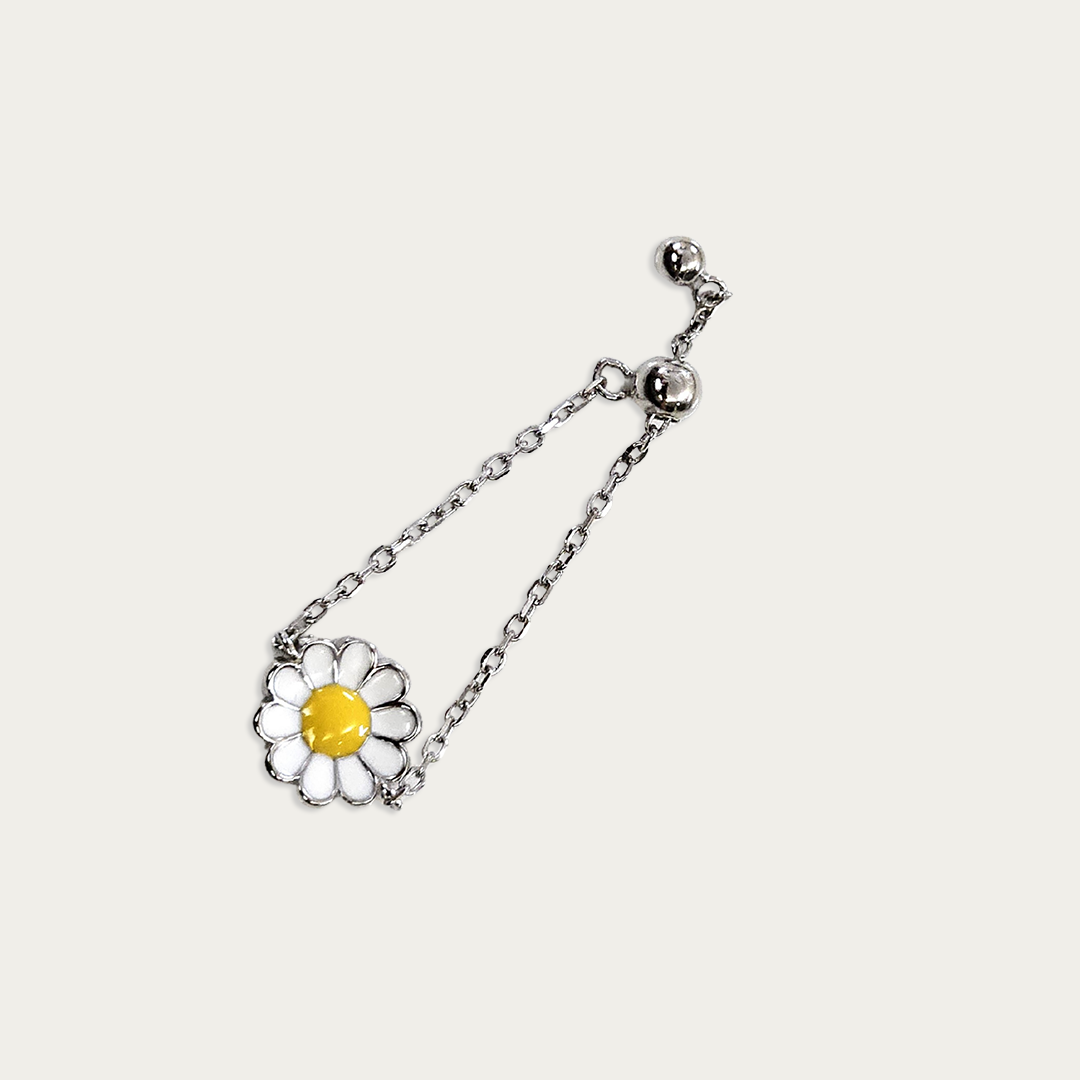 Blisse Allure Sterling Silver Dahlia Chain Ring