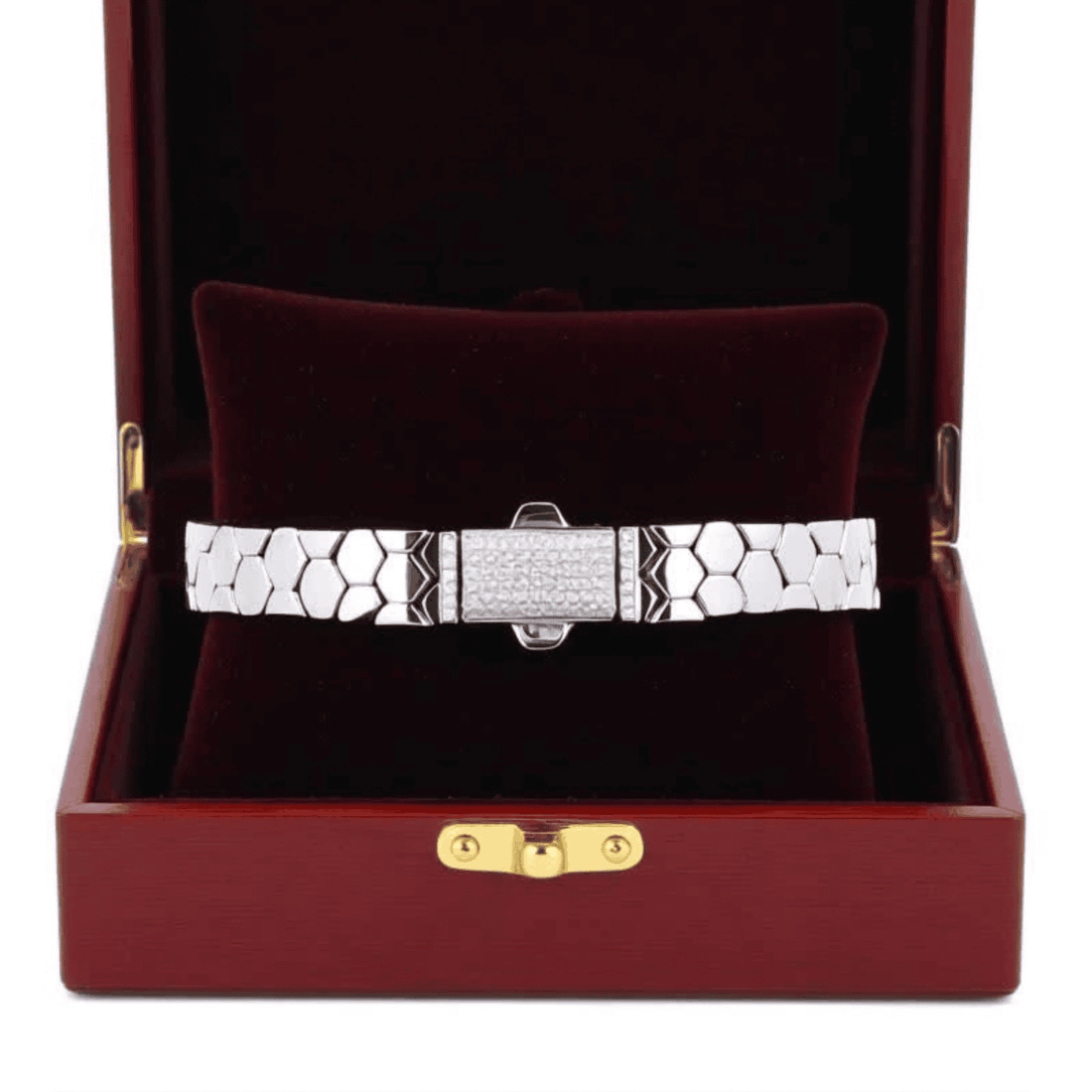 Hexagon-Link Bracelet with CZ Clasp - Men