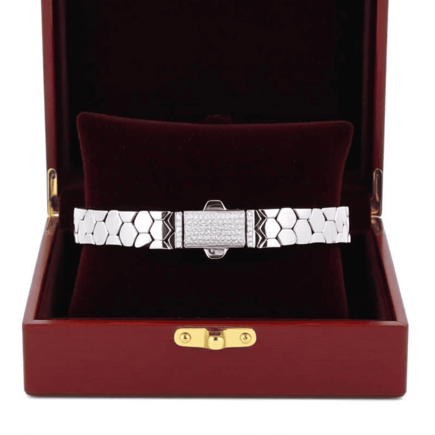 Hexagon-Link Bracelet with CZ Clasp - Men