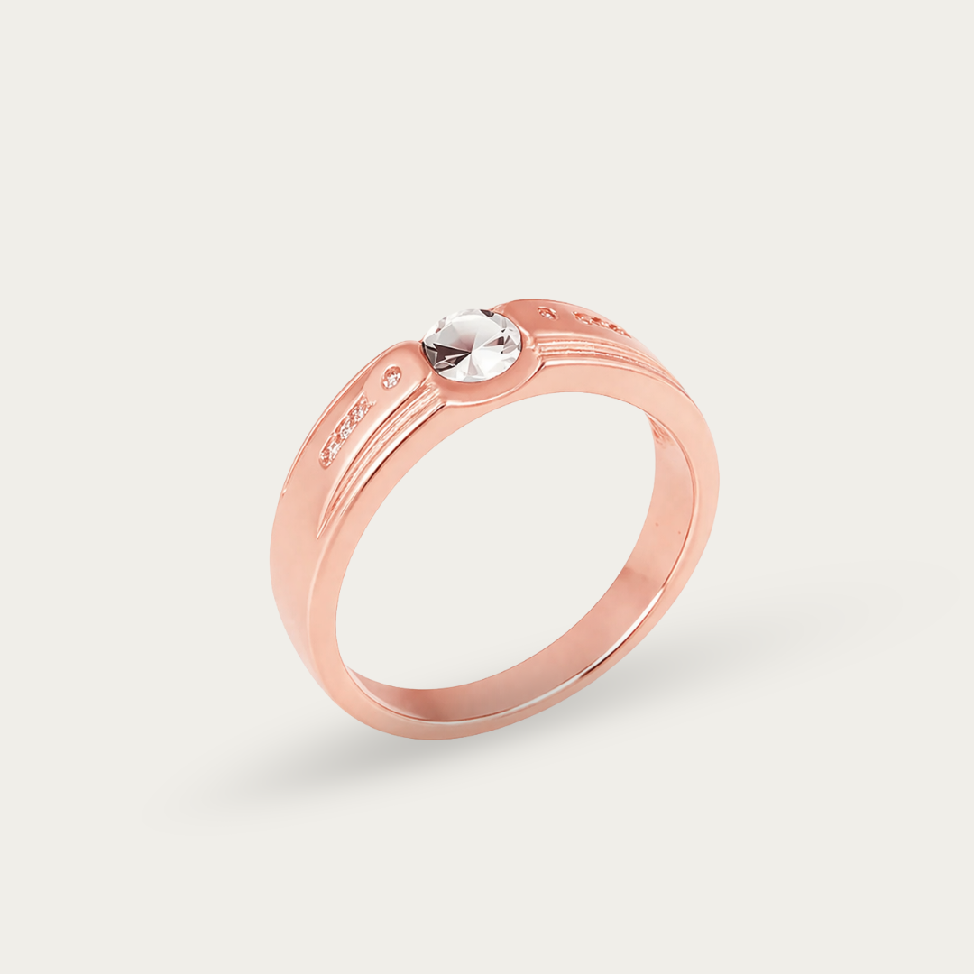 Elegant Rose Gold and Silver Ring for Men – Diamond Accent