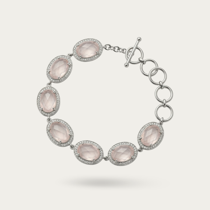 Blisse Allure Rose Quartz with cubic zirconia bracelet