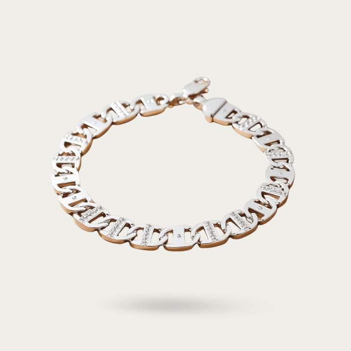 Chain bracelet with cubic zirconia stones for men