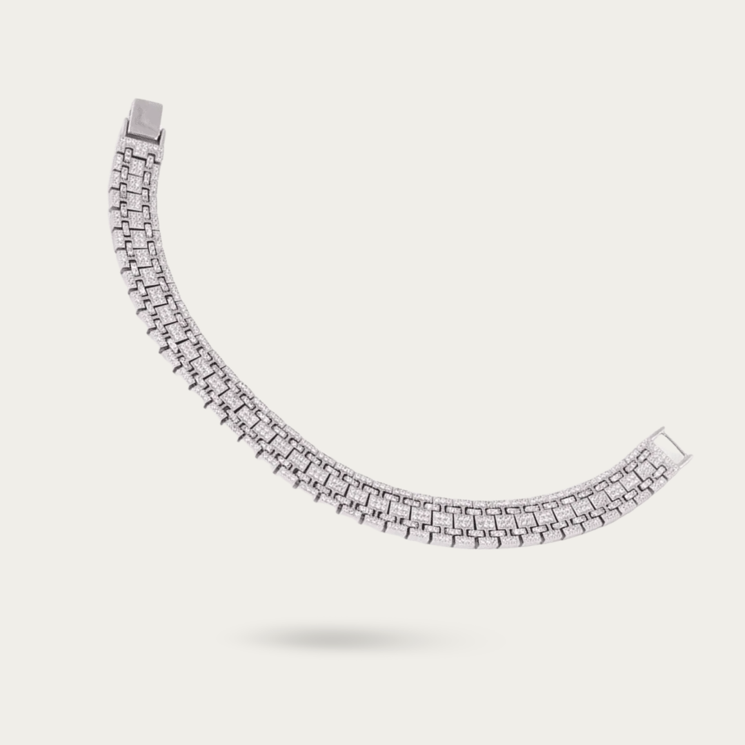 Brick-Link Bracelet with CZ Stones Men