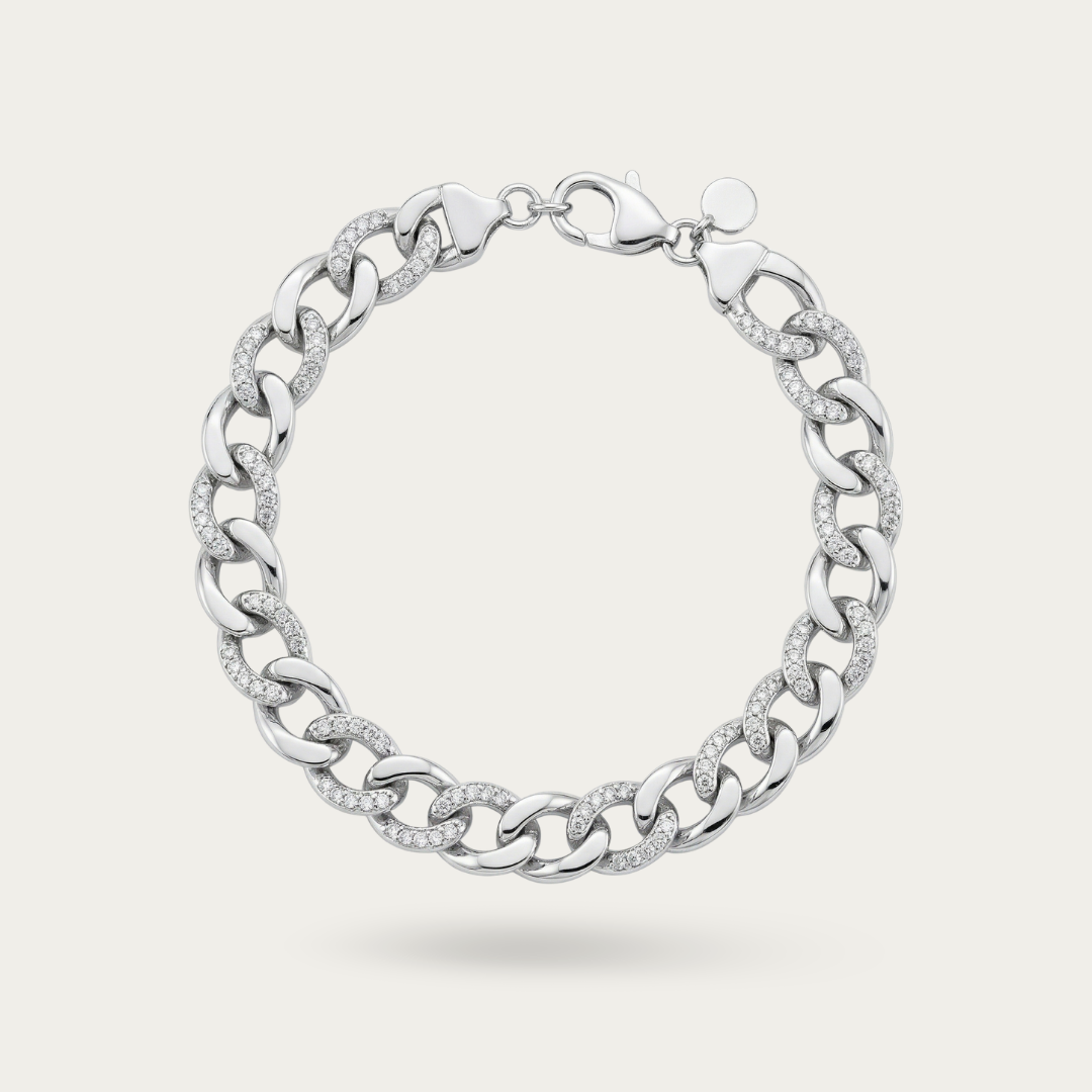 Marquise-Link Bracelet with CZ Detailing- Men