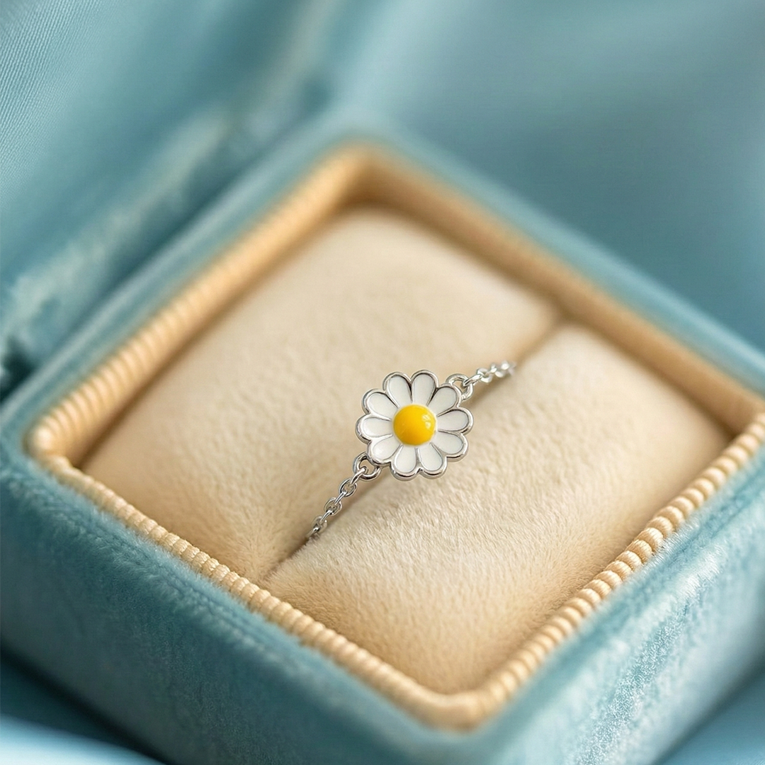 Blisse Allure Sterling Silver Dahlia Chain Ring