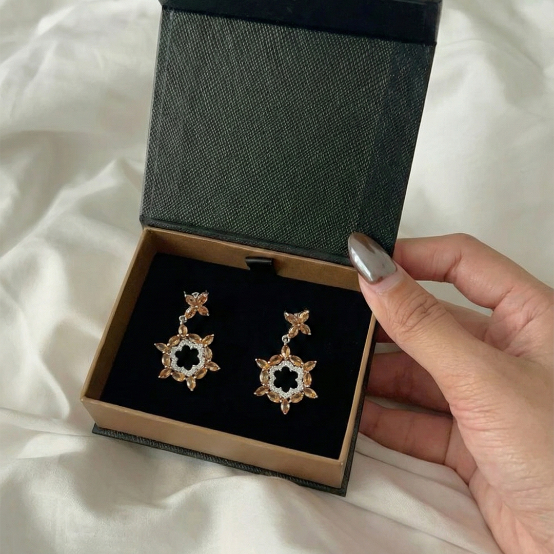 White cubic zirconia silver earrings