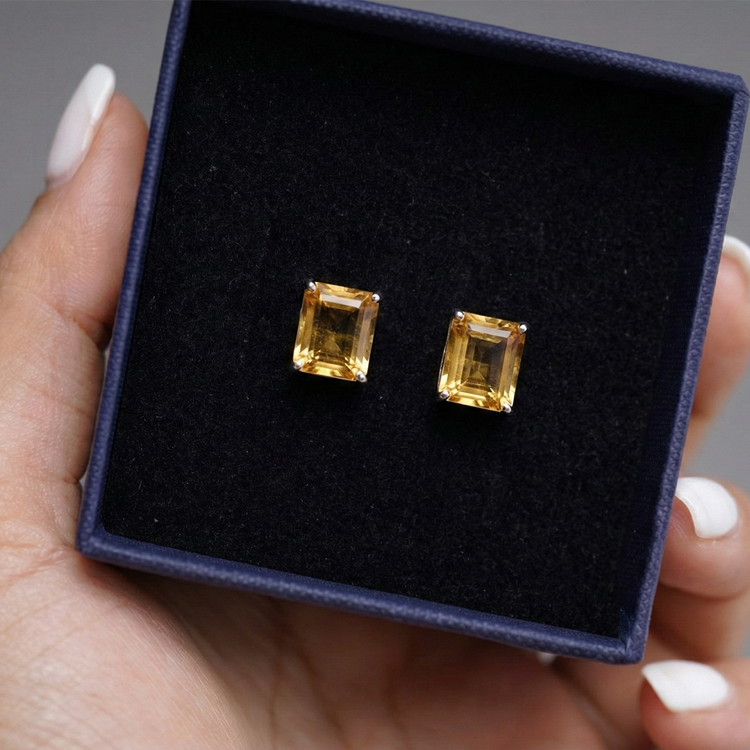 Blisse Allure 925 Sterling Silver Citrine Stud Earrings