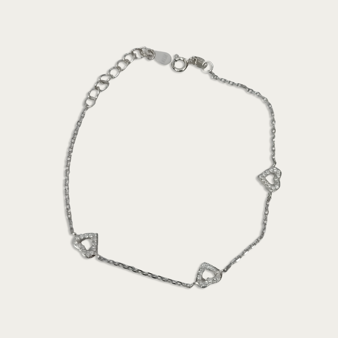 Blisse Allure Sterling Silver Dazzling Heart Bracelet