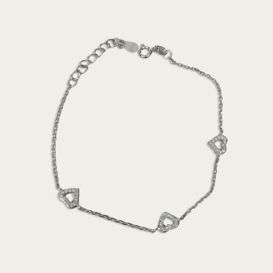 Blisse Allure Sterling Silver Dazzling Heart Bracelet