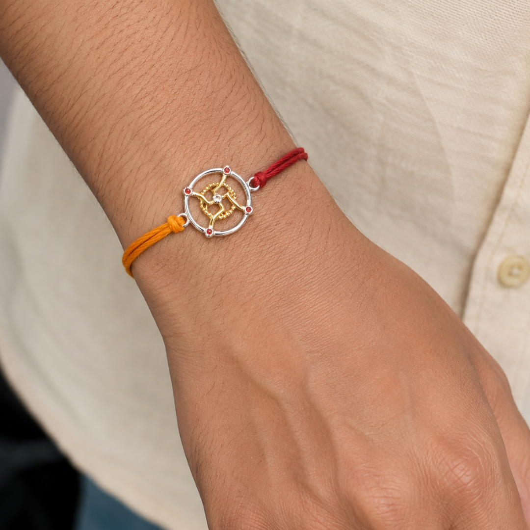Blisse Allure Sterling Silver SWASTIK RAKHI for brother