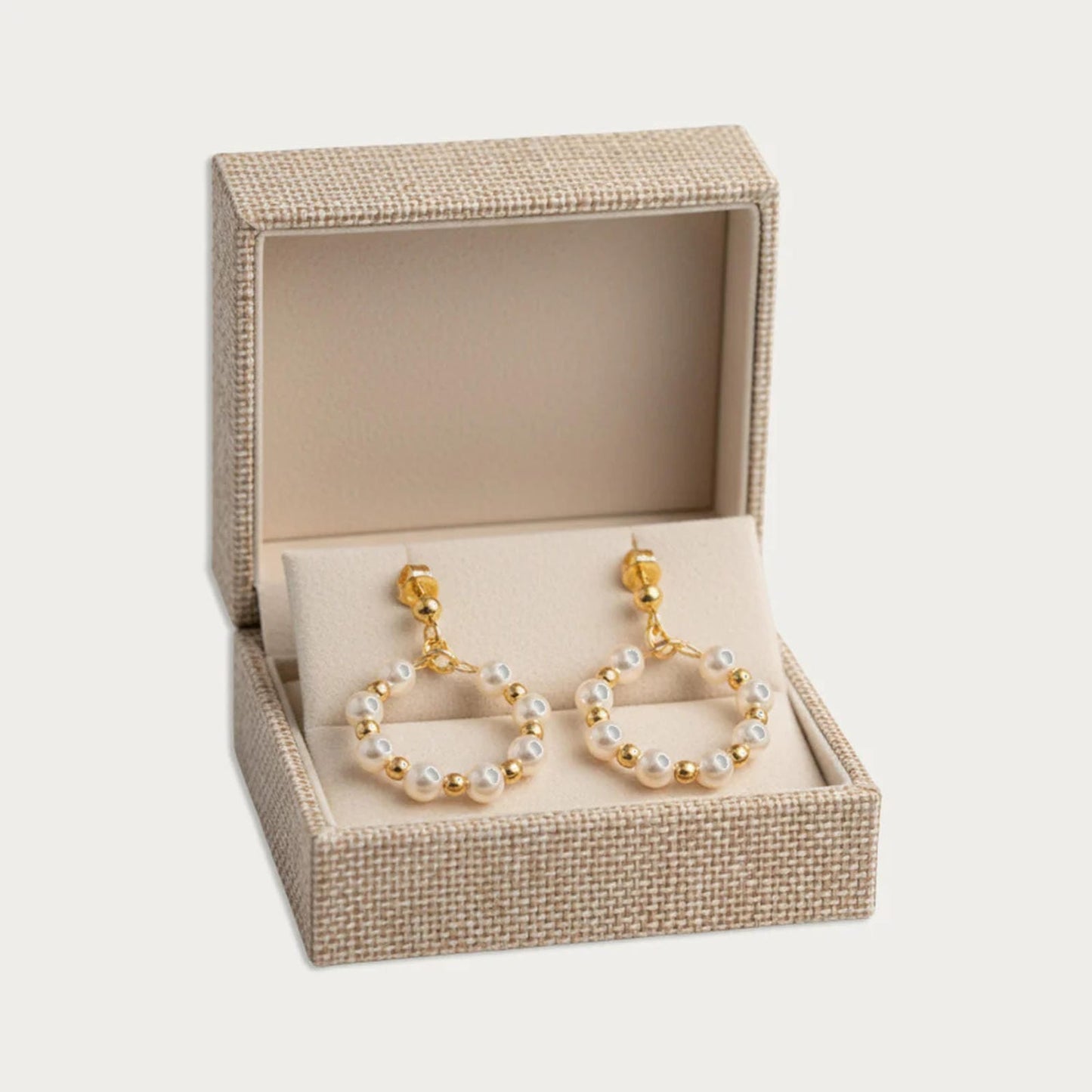 Gold beaded with Pearl earrings - Blisseallure.in