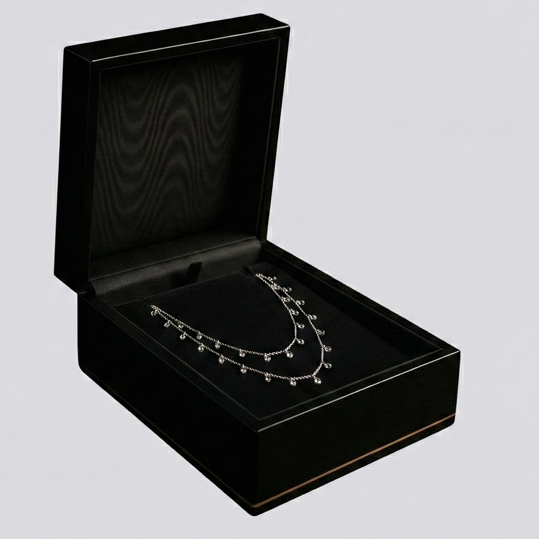 Sterling silver classic double layered necklace