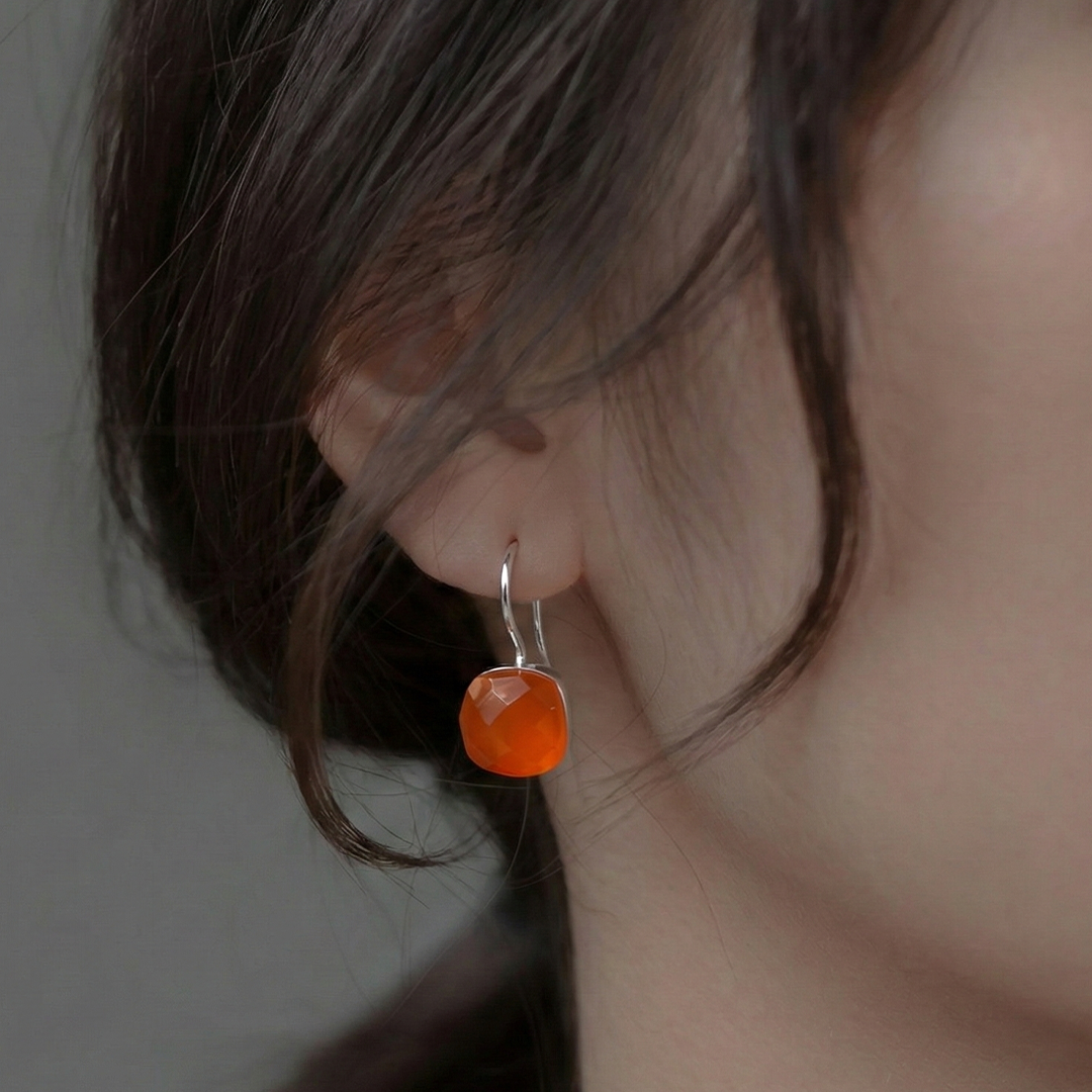 Blisse Allure Carnelian Stone Drop Sterling Silver Earring