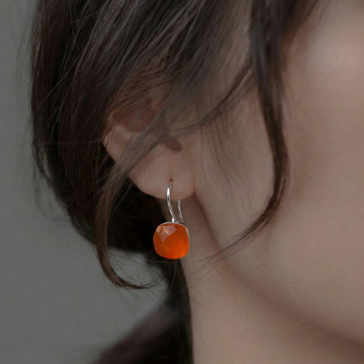 Blisse Allure Carnelian Stone Drop Sterling Silver Earring