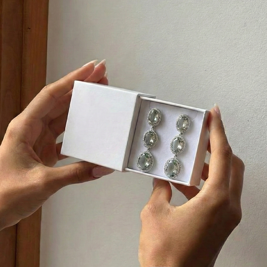 Elegant and Shimmering CZ Oval drop earrings