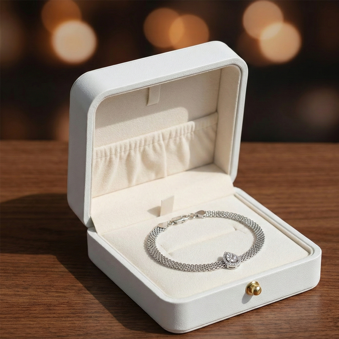 Blisse Allure Sterling Silver Pear shaped Cz Mesh linked Bracelet