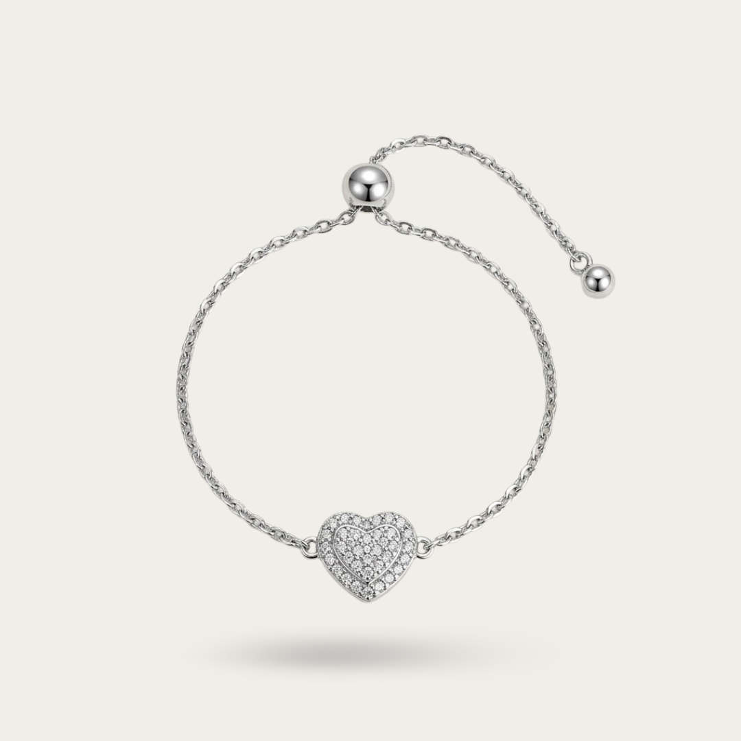 Blisse Allure Sterling Silver Heart Motif Chain Ring