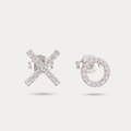 Blisseallure 925 Sterling Sparkling Cubic Zirconia Mismatched Studs