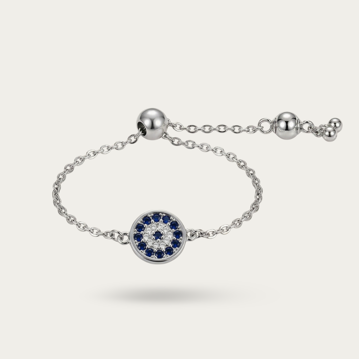 Blisse Allure Sterling Silver Evil Eye Chain Ring