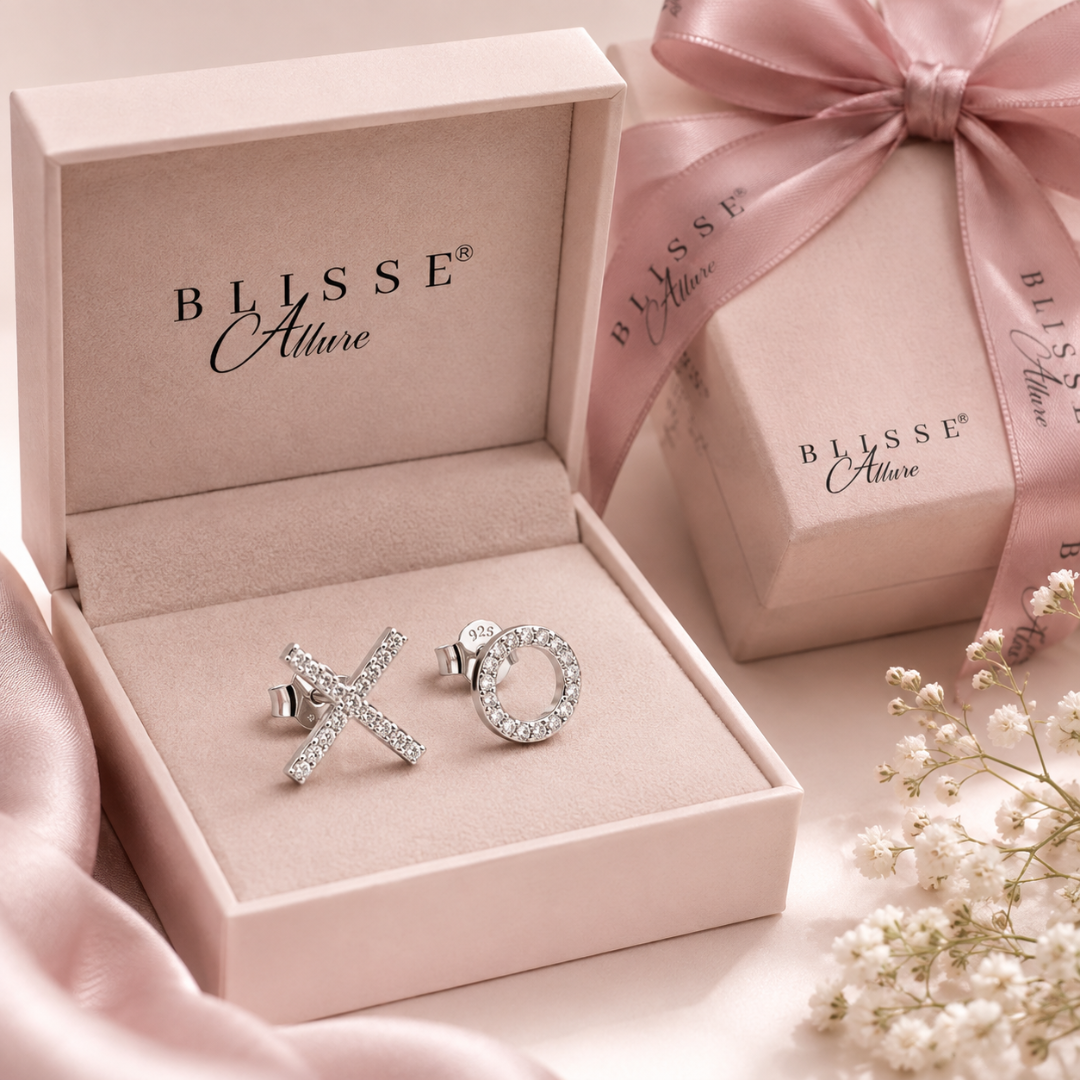 Blisseallure 925 Sterling Sparkling Cubic Zirconia Mismatched Studs