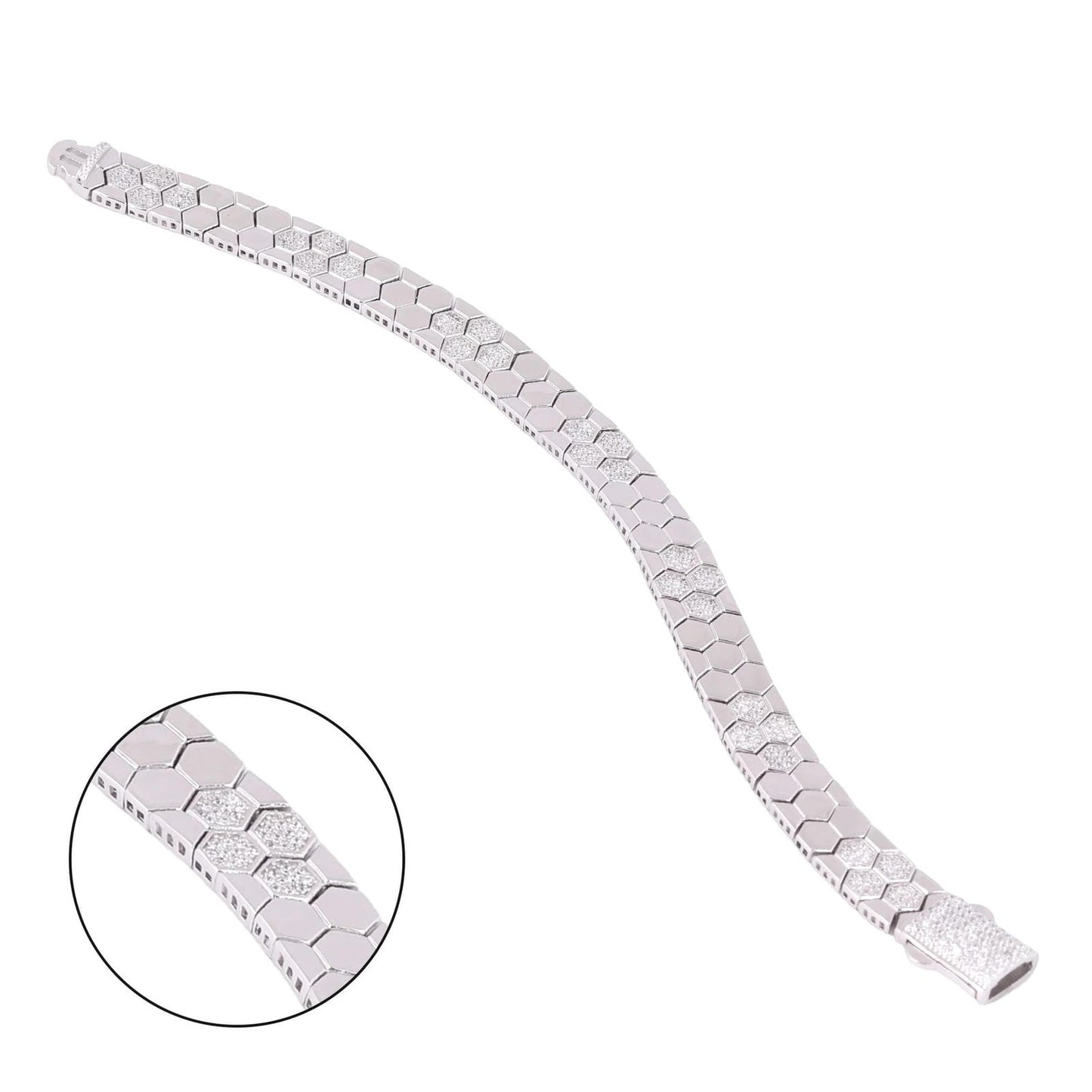 Hexagon-Link Bracelet with CZ Stone Detailing - Men