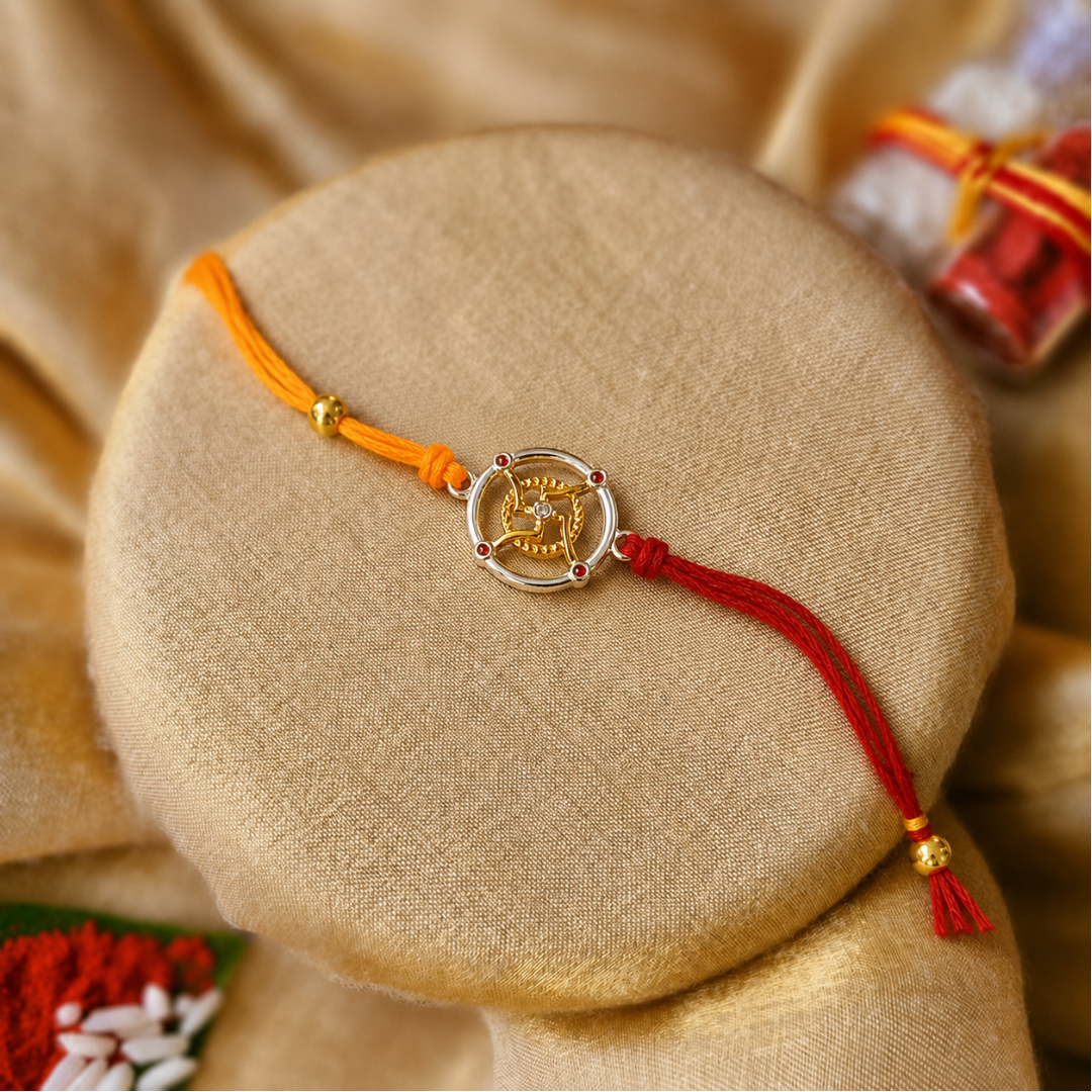 Blisse Allure Sterling Silver SWASTIK RAKHI for brother