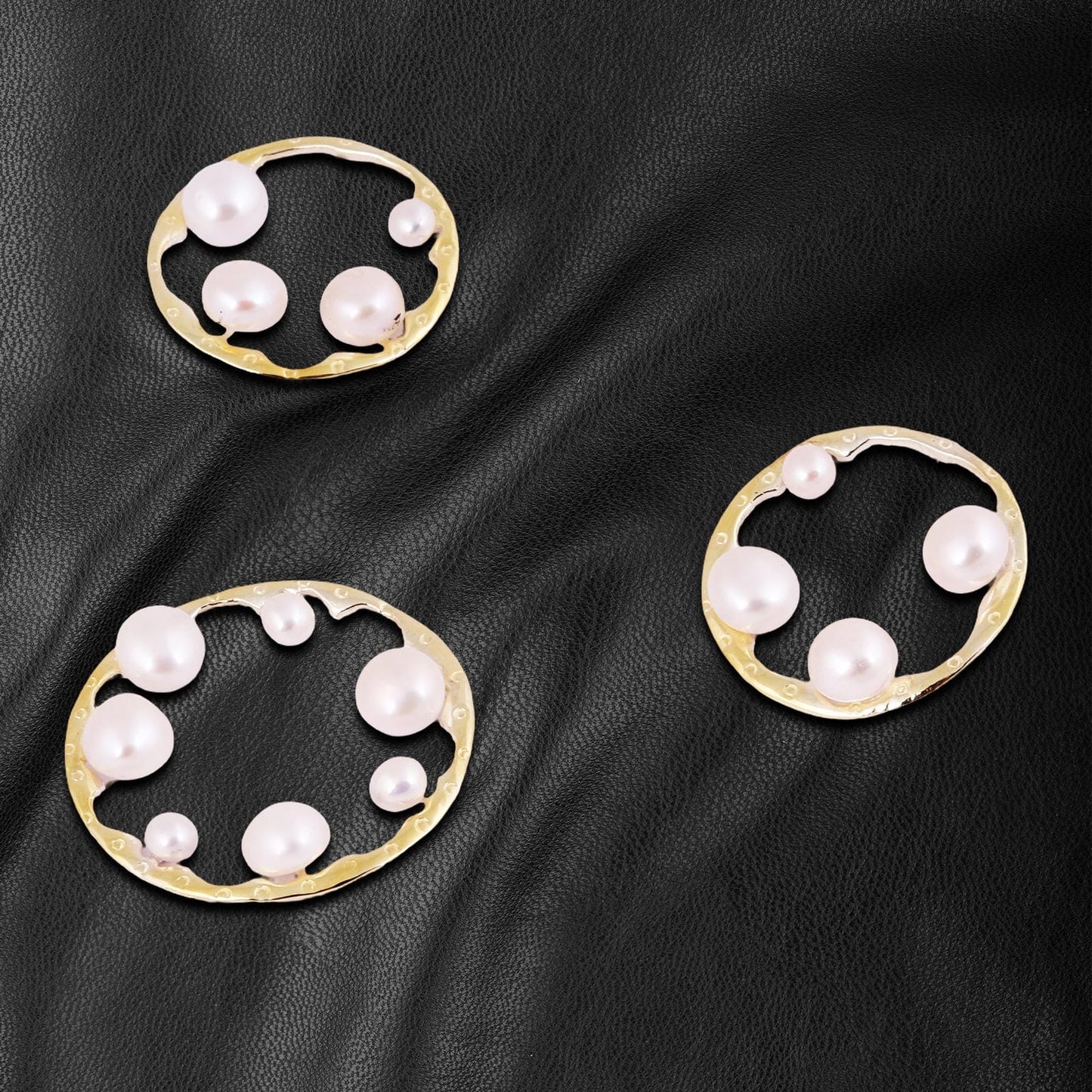 Modern Circle 925 Sterling SIlver Earrings with Freshwater Pearls & Pendant Set