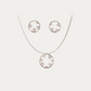 Modern Circle 925 Sterling SIlver Earrings with Freshwater Pearls & Pendant Set