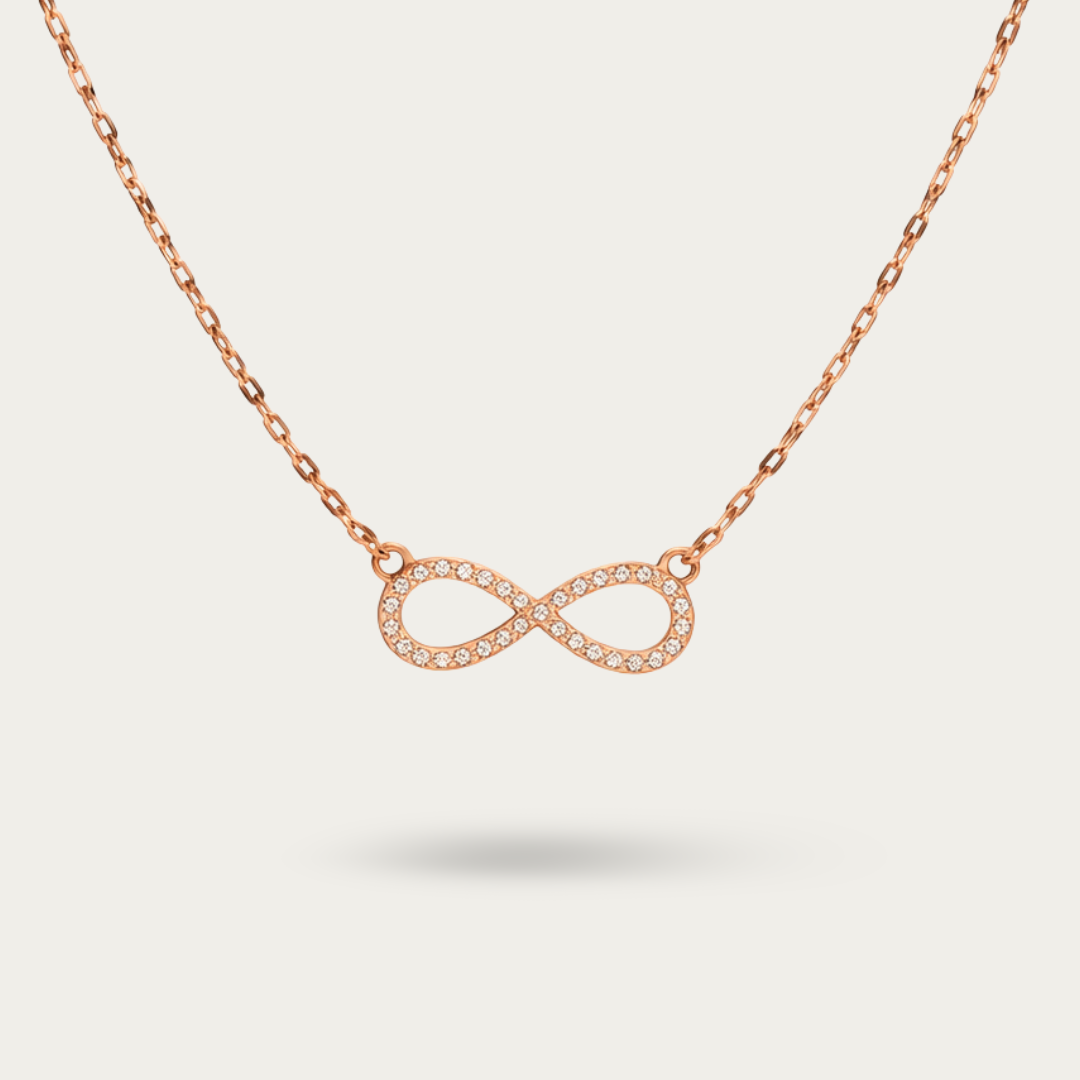 Gold Infinity Necklace with Cubic Zirconia