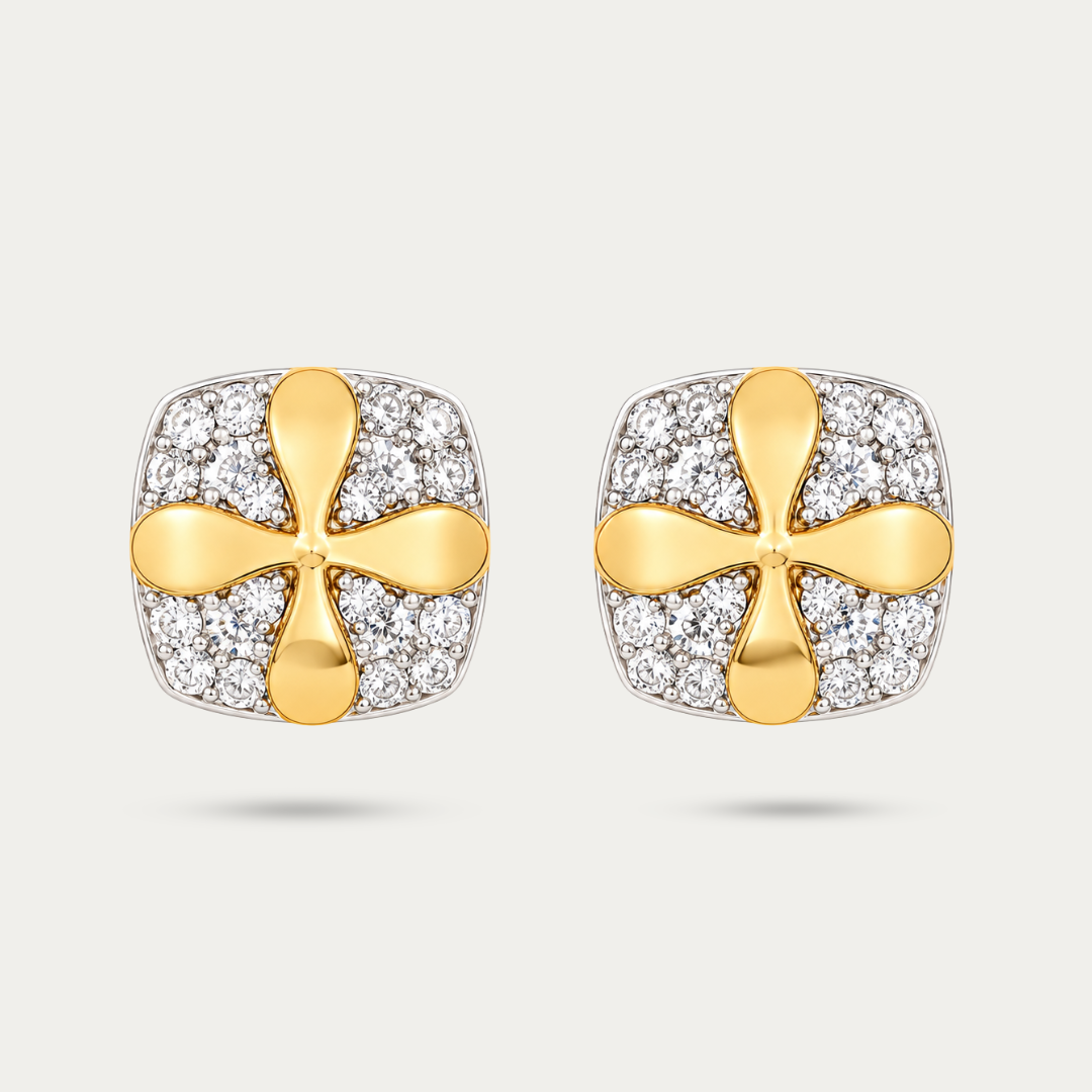 Blisseallure 925 Sterling silver Cross Accent Cubic Zirconia Square Studs