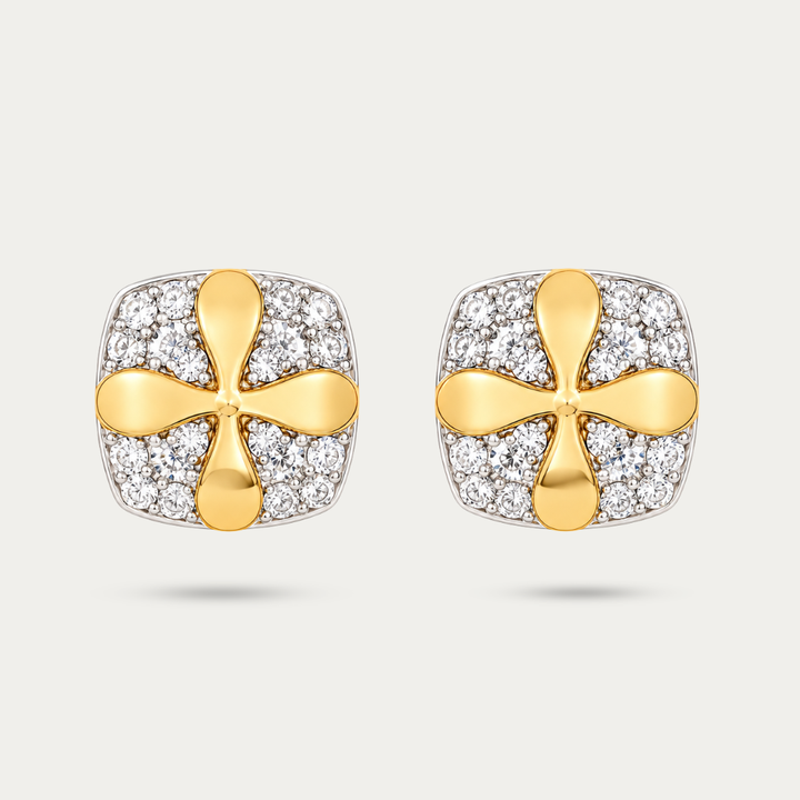 Blisseallure 925 Sterling silver Cross Accent Cubic Zirconia Square Studs
