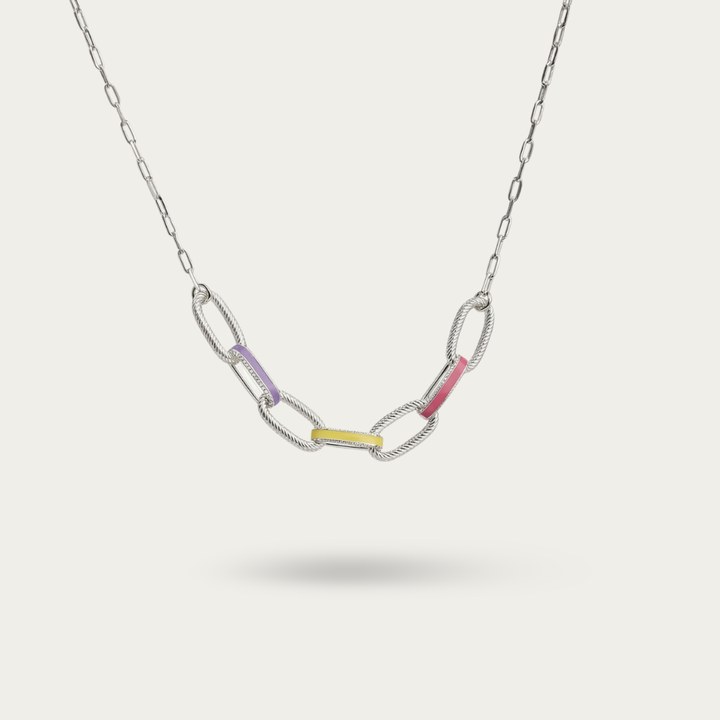 Silver Enamelled Link Necklace
