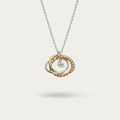 Necklace Intertwined 3 tone rings with a CZ drop