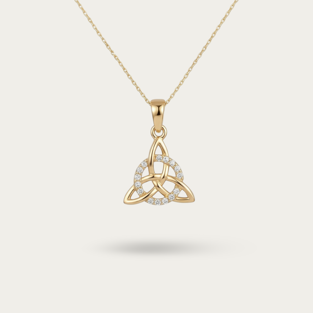 Celtic Triangle Knot Gold Pendant