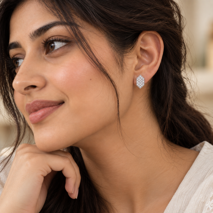 Blisseallure 925 Sterling silver Sparkling Geometric Cluster Stud Earrings