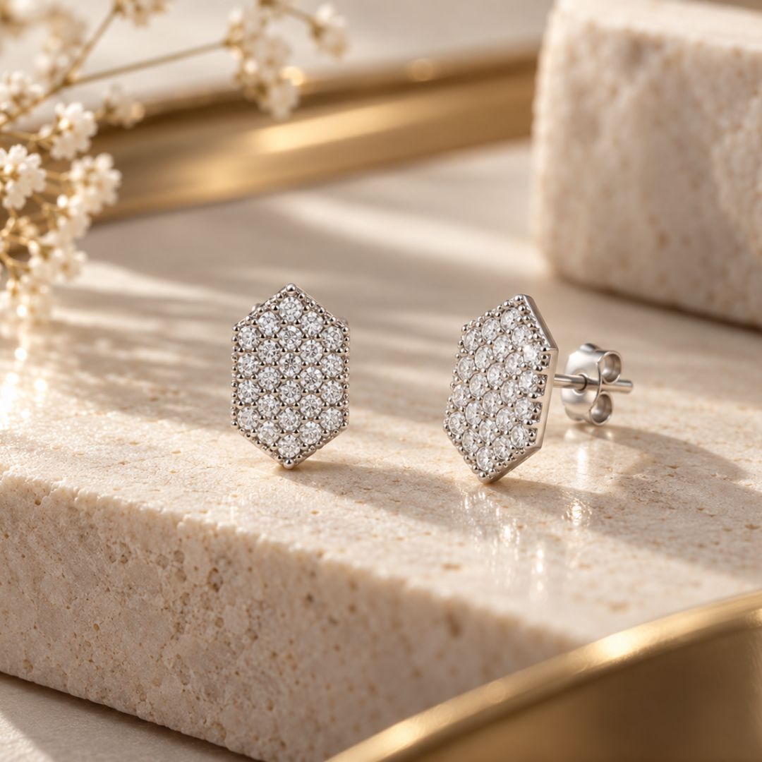 Blisseallure 925 Sterling silver Sparkling Geometric Cluster Stud Earrings